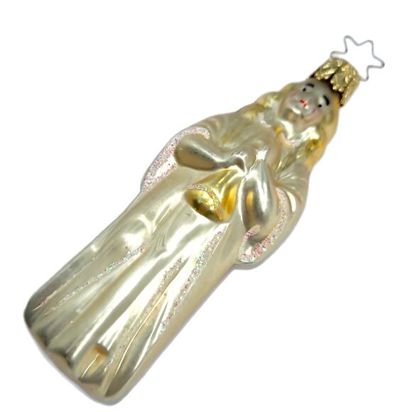 VTG Inge Glas Figural Blown Glass Christmas Ornament Angel w Trumpet - Picture 7 of 7